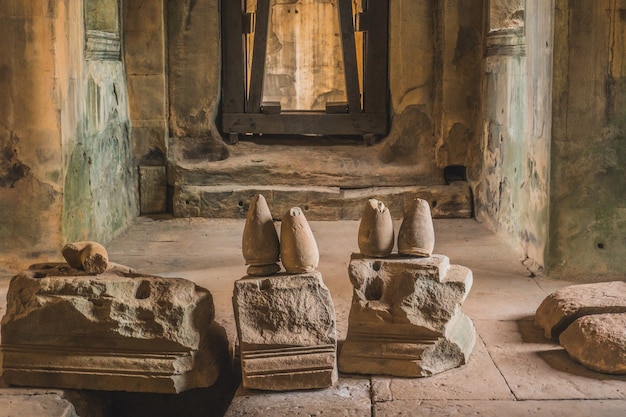 Foto oude angkor wat ruïnes panorama. siem reap, cambodja