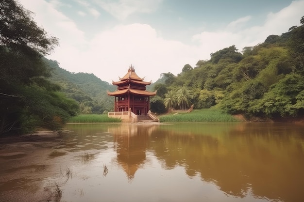 Oude aziatische tempel genereer ai