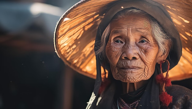 Oude Aziatische vrouw Chinees Nieuwjaar concept