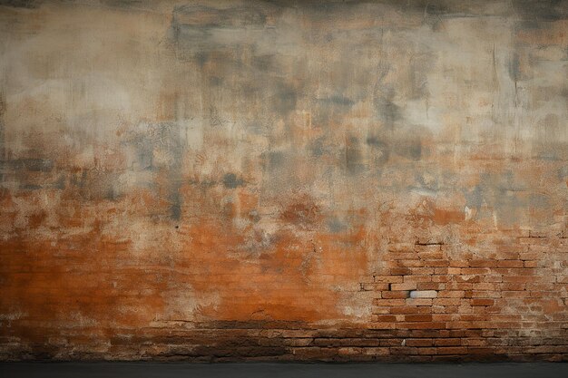 Oude bakstenen muur en betonnen vloer voor achtergrond vintage toon kleur