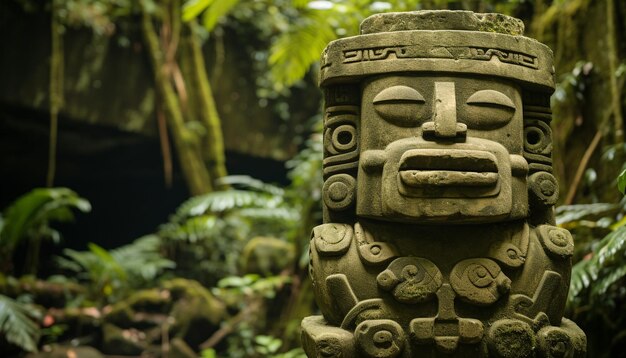 Foto oude balinese beeldhouwwerk toont spiritualiteit en inheemse cultuur gegenereerd door ai