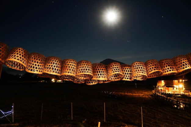 Oude bamboe mand achtergrond nacht natuur