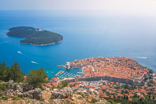 Oude binnenstad van Dubrovnik van bovenaf