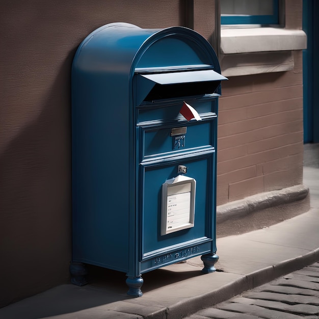 oude blauwe brievenbus aan de muur in de stadbrievenbus in de stad