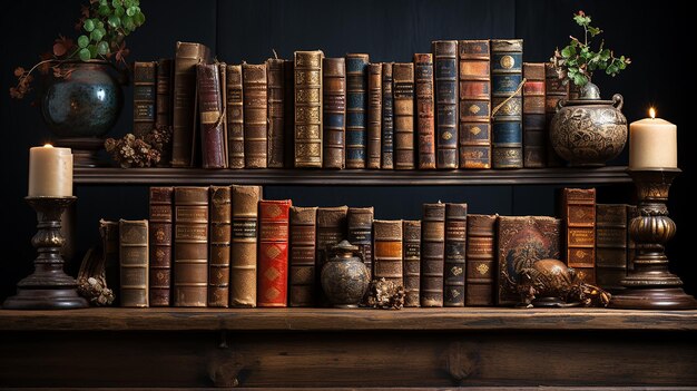 Oude boeken op houten plank