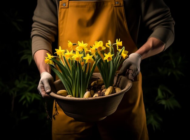 oude boer handen planten zaailingen verse planten