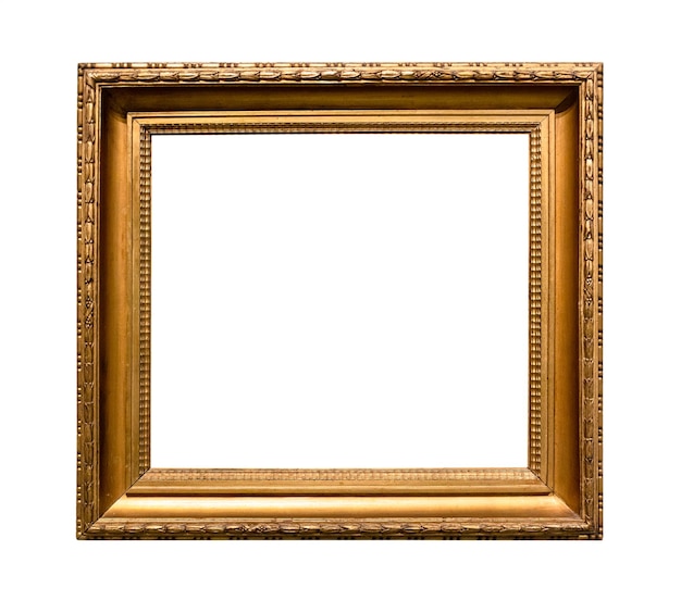 Oude brede klassieke gouden afbeeldingsframe geïsoleerd