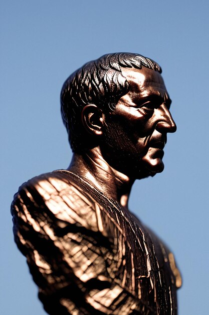 Oude bronzen buste oude stenen portret van een man monument