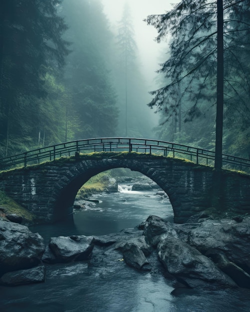 Oude brug in een bosgebied