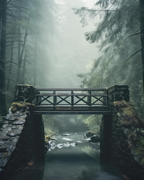 Oude brug in een bosgebied