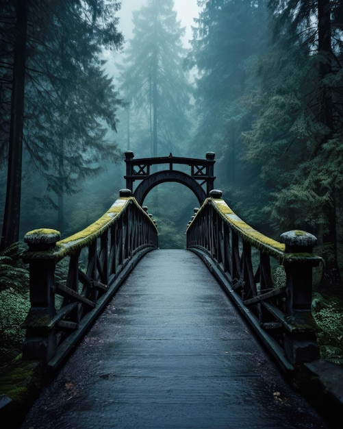 Oude brug in een bosgebied