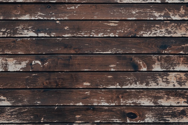 Oude bruine peeling houten planken Horizontale textuur Achtergrond terug