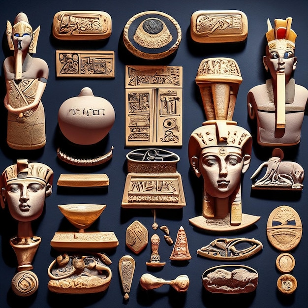 Oude Egyptische faraonische beelden en artefacten