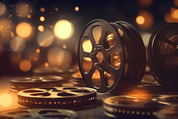 Oude filmrollen met bokeh achtergrond