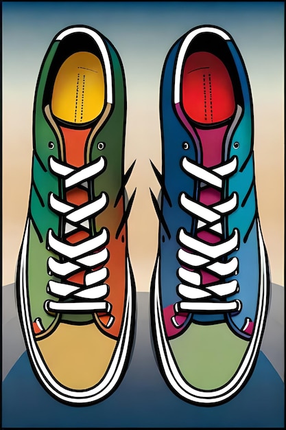 Oude gepareerde sneakers poster