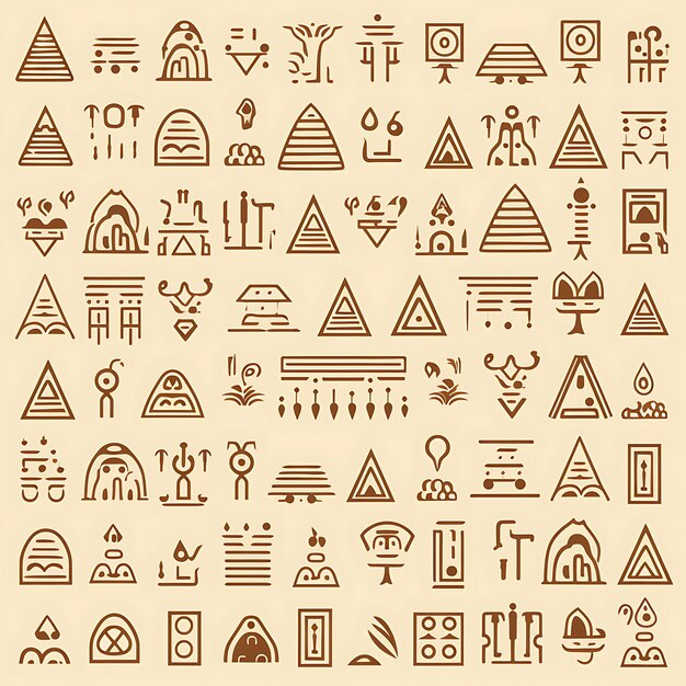 Oude glyphs in een minimalistische vector schone monoline kunststijl sieren uw huis creatieve abstract