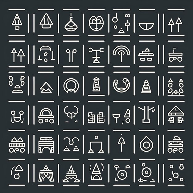 Oude glyphs in een minimalistische vector schone monoline kunststijl sieren uw huis creatieve abstract