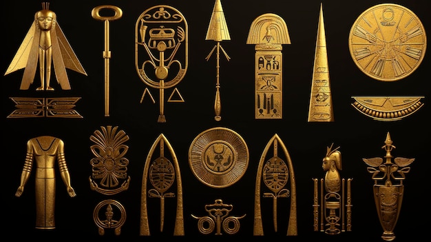Foto oude gouden egyptische symbolen