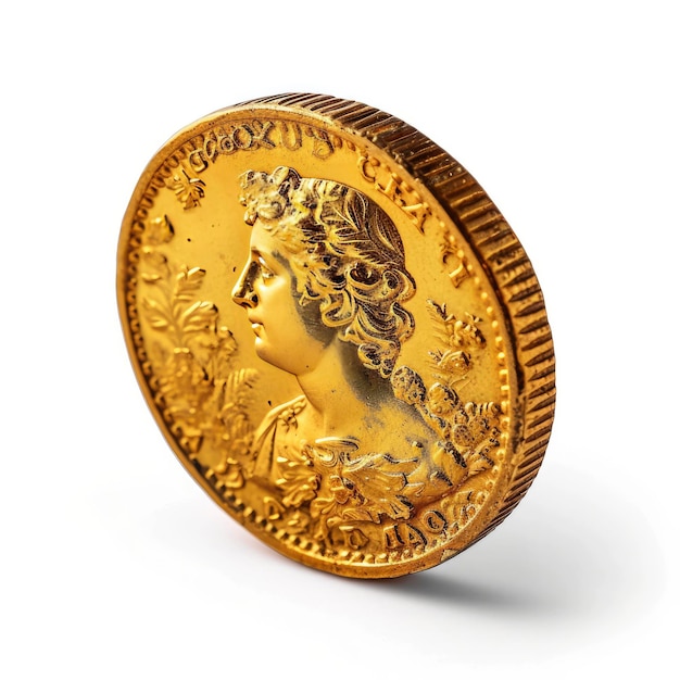 Oude gouden munt geïsoleerde witte achtergrond