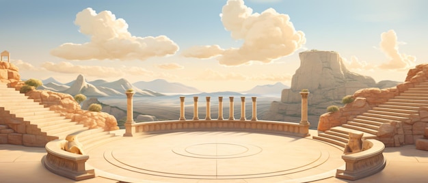 Oude Griekenland amfitheater podium achtergrond