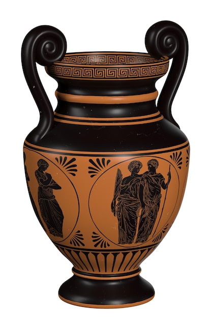 Oude Griekse antieke vaas voor water en wijn Object geïsoleerd op een witte achtergrond