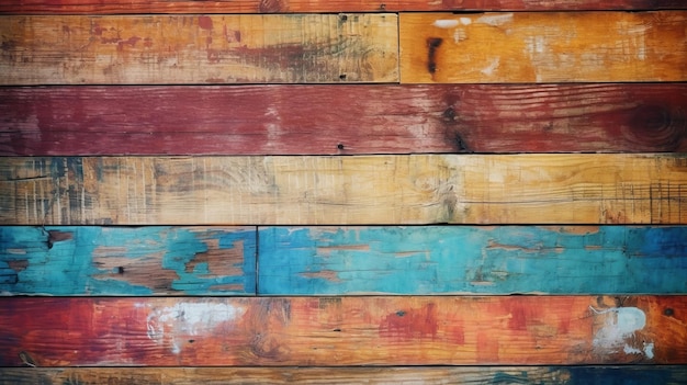 Oude grungy kleurrijke houten vestiging AI gegenereerd