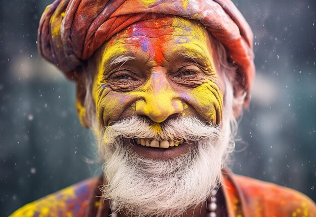 Oude Indiase man op Holi