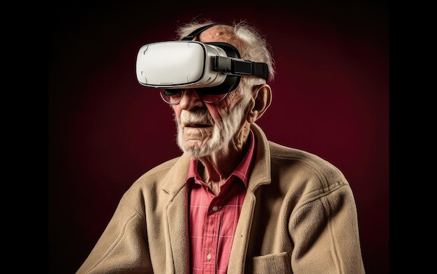 Oude man met een VR-headset