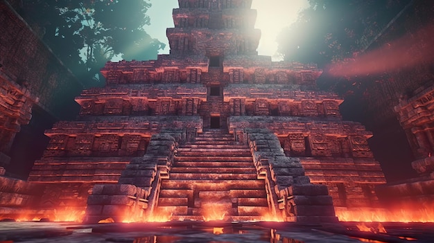 Foto oude maya-tempel ai genereren