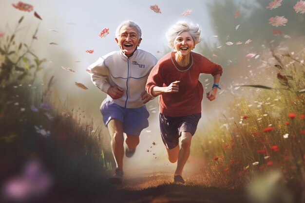 Oude mensen gezonde levensstijl Gym Fitness sport doen Ouderen wandelen en gelukkig fitness ontspannen samen wandelen Gezondheid wellness sport actieve levensstijl motivatie met cardio