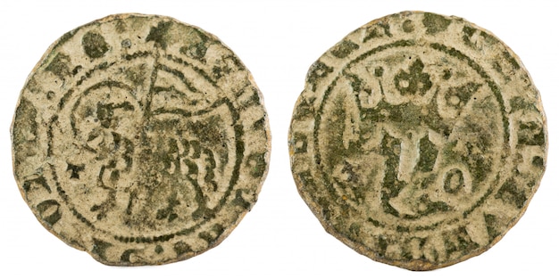Oude middeleeuwse fleece munt van de koning Juan I.