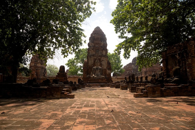 Oude mooie Thaise tempel wat Mahathat Ayutthaya historisch park Ayutthaya Thailand BoeddhaHistorische stad Ayutthayawatmahathat