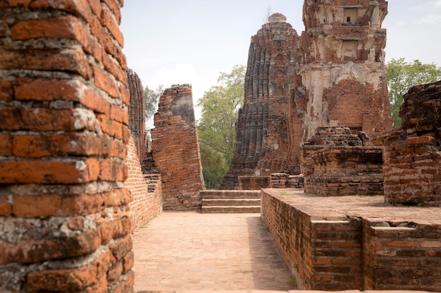 Oude mooie Thaise tempel wat Mahathat Ayutthaya historisch park Ayutthaya Thailand