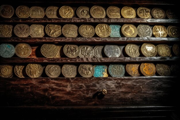 Oude munten schitteren in historische harmonie generatieve IA