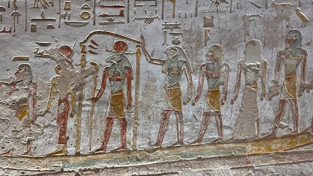 Oude muurschildering in het graf KV2 Ramses IV in de Vallei van de Koningen Luxor Egypte