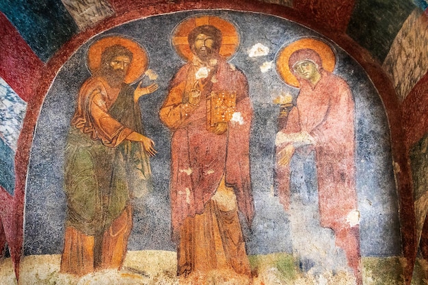 Oude muurschilderingen in de kerk van St. Nicholas Demre Myra Turkije