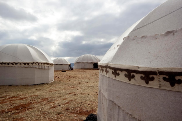 Oude nomadische Turkse tenten Nomadische mensen