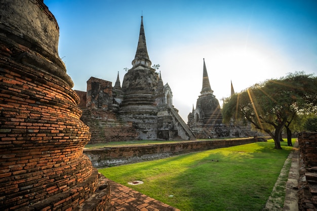 Oude pagode in het Historische Park Thailand van Ayutthaya.