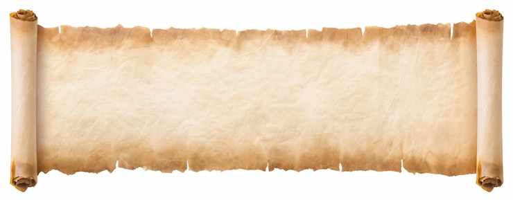 Foto oude perkamentpapier scroll blad vintage leeftijd of textuur geïsoleerd op een witte achtergrond.