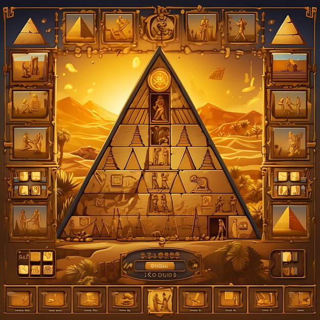 Oude pop-up Ui spel met Egyptisch thema Pc-puzzel versierd met W Design Art grafisch frame kaartdecor