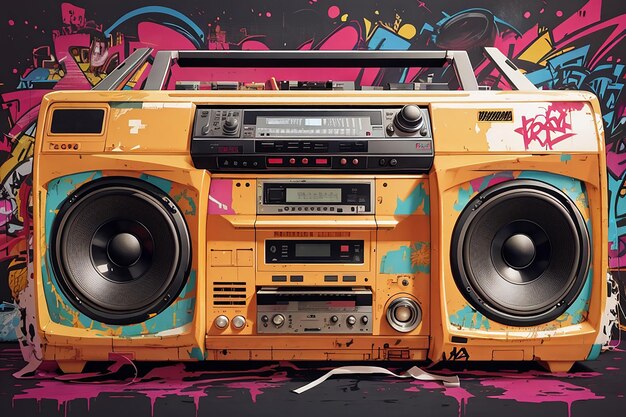 Oude radio jaren '80 en '90 retro-stijl kleurrijke achtergrond digitaal