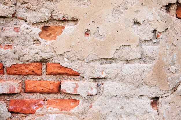 Oude rode bakstenen bakstenenwerk van een oude baksteen in rustieke stijl Structuur en patroon van vernietigde stenen grunge muur Retro stijl achtergrond Kopieerruimte