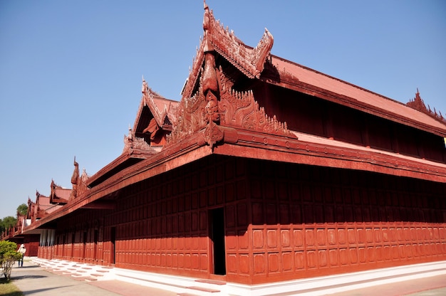 Oude ruïnes gebouw van Mandalay Palace de laatste Birmese monarchie Royal Residency for Majesty op Mandalay Hill voor Birma mensen en buitenlandse reizigers reizen bezoek in Mandalay regio Myanmar of Birma