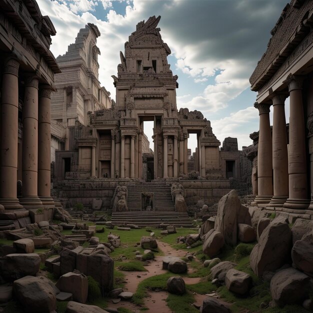 Oude ruïnes in Hampi generative ai