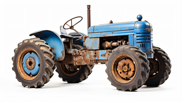 Foto oude rupstrekker blauwe geïsoleerde tractor