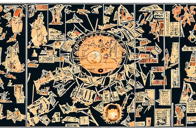 oude scroll diagram vet shji grafiek infographic wetenschappelijke kanji