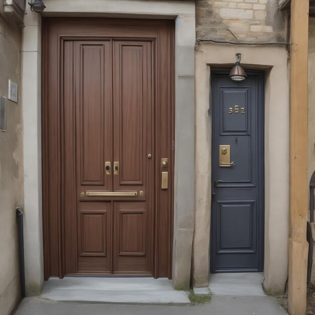 Foto oude sierlijke deur in parijs typische oude appartementenbouw