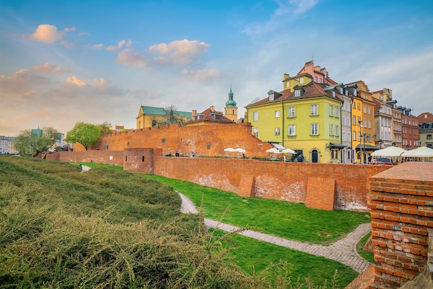 Oude stad in het stadsbeeld van Warschau van Polen