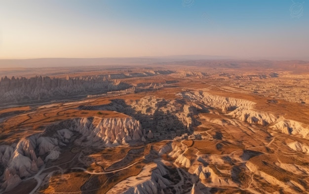 Oude stad Uchisar-kasteel bij zonsondergang Goreme Cappadocië Turkije Generatieve AI