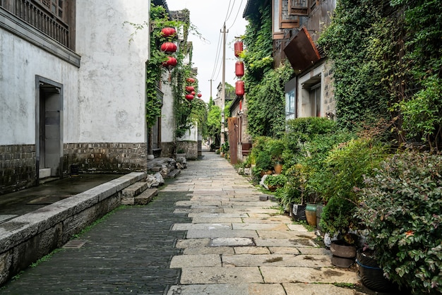 Oude stadsgebouwen en straten in nanjing, china